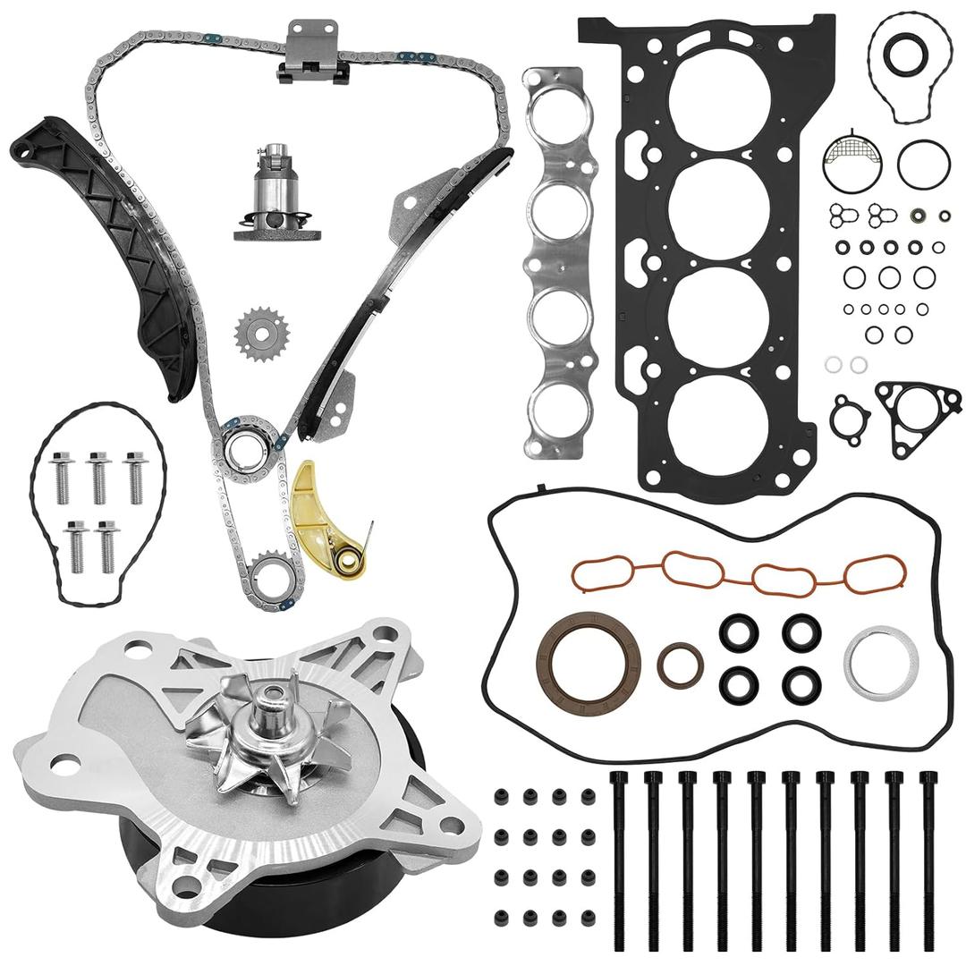 HS26515PT Head Gasket Timing Chain Kit with Head Bolts Water Pump Fit for Toyota Corolla 1.8L 2009-2015, for Matrix 1.8L 2009-2014, for Scion Xd 1.8L 2008-2014, Replace 13506-0T020, 13540-0T020