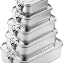 Umigy 5 Pcs Stainless Steel Food Containers 550/850/1200/1400/2400 ml Metal Bento Lunch Box Stainless Steel Food Storage Containers, Lockable Clips to Leak Proof, Reusable Dishwasher Snack Boxes