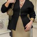 Saodimallsu Womens V Neck Sweater Blazer Peplum Long Sleeve Knit Open Front Split Cardigan Sweaters (Medium, Black)