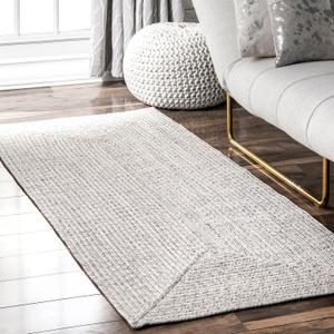 nuLOOM 2' x 6' Solid Hand Braided Indoor/Outdoor Area Rug, Pet-Friendly, High Traffic, Weather Resistant, for Patio, Balcony, Bedroom, Living, Dining Room, Wynn Ivory