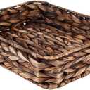 Water Hyacinth Woven Serving Tray Rectangular Hand-Woven Wicker Storage Trays for Coffee/Breakfast/Dessert/Fruit/Bread (Brown-Large)