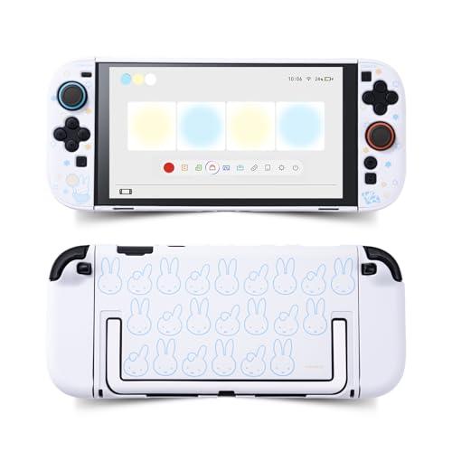 Kuitmor Dockable PC Protective Case Compatible with Switch 2 Model 2025, All-Round Protection Hard Protective Shell for Switch 2 2025 Accessories(White Vibrant Bunny)