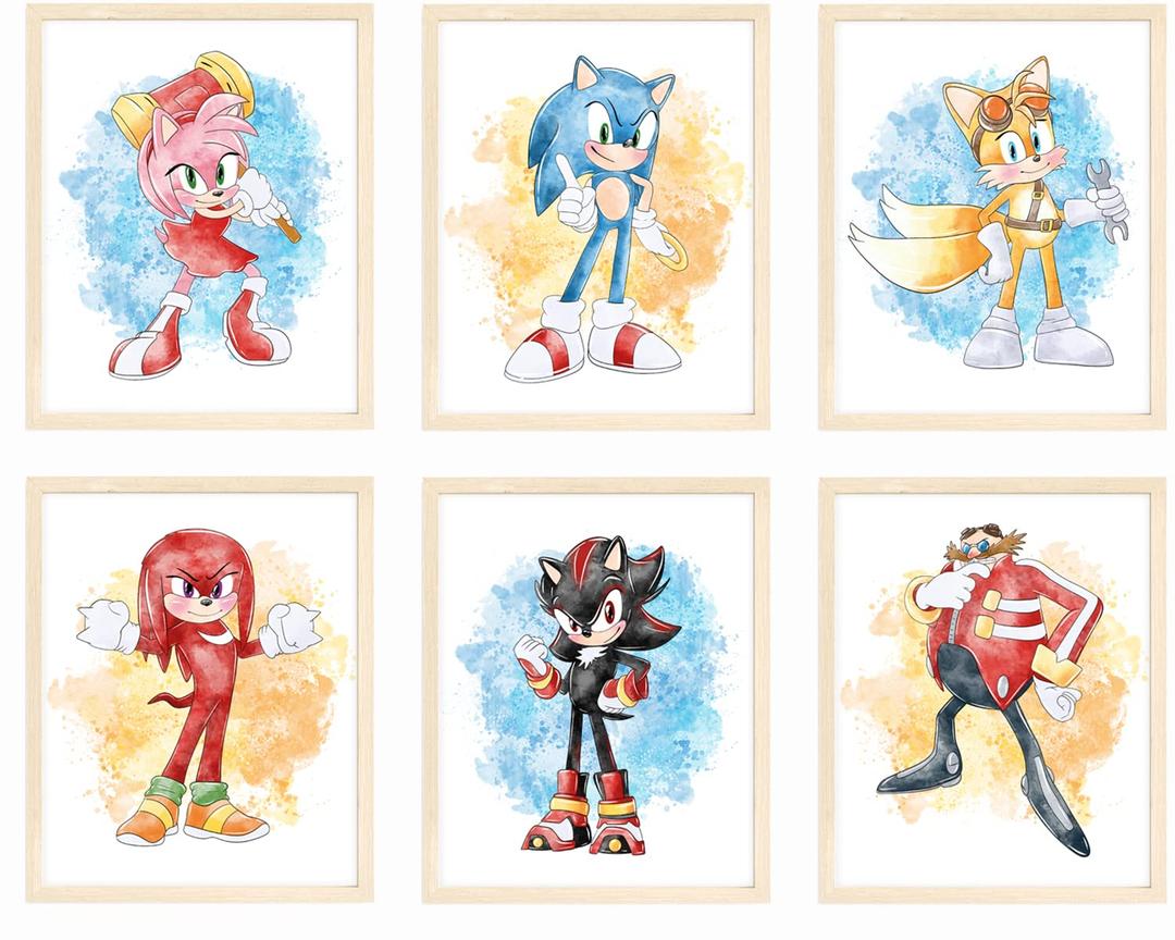Nistio® Hedgehog Kids Wall Art Prints, Hedgehog Kids Room Decor, Nursery Wall Decor, Set of 6 Unframed, 8x10 Inches
