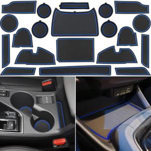 Center Console Liner for Subaru Crosstrek Accessories 2024 2025 2026, for Impreza Cup Holder Mat, Coaster Trim, Non-Slip Dust Interior, Door Slot Pad, Rubber Decoration Insert (20pcs, Blue)
