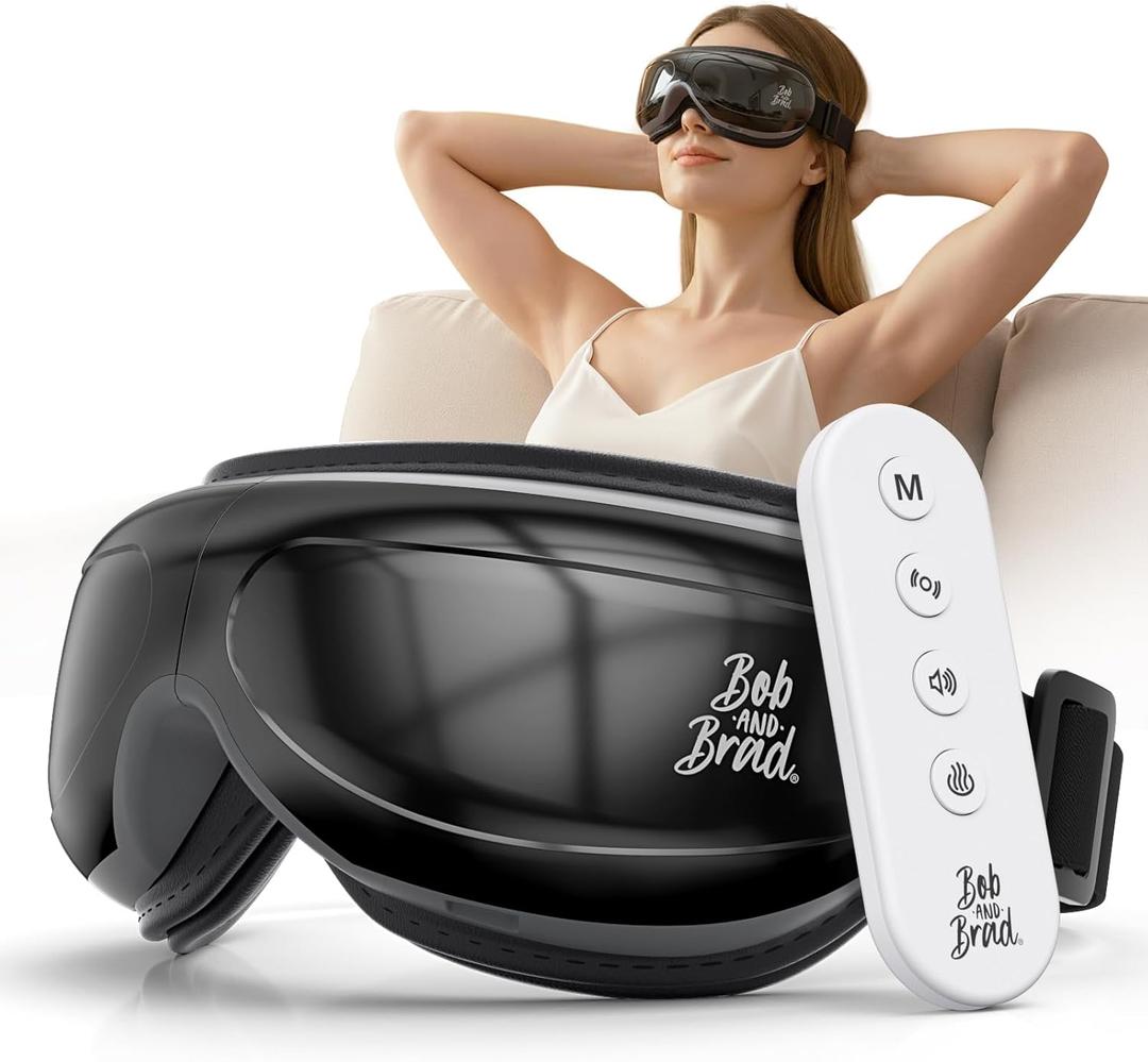 BOB AND BRAD Heated Eye Massager with Remote Control - EyeOasis 2 Plus for Migraines & Dry Eye Relief - Electric Eye Mask with Compression & Music - FSA Eligible Christmas Gifts for Women Men Mom Dad