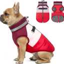azuza Dog Jacket Waterproof Winter Coat for Small Dogs, Warm Fleece Vest with Reflective Strips & Built-in Harness, Windproof Back Zipper, Red S