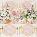 Hioasis 60pcs Pink Plastic Plates - Pink and Gold Disposable Dinnerware with Gold Rim, Heavy-duty, 10 inch, Dinner Plates for Party & Mothers Day