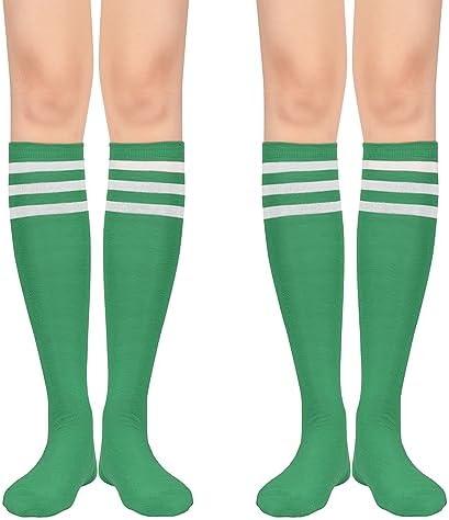 Century Star 2-Pack Long Knee High Socks for Women-Mixed Striped Tube Socks Causal Stockings
