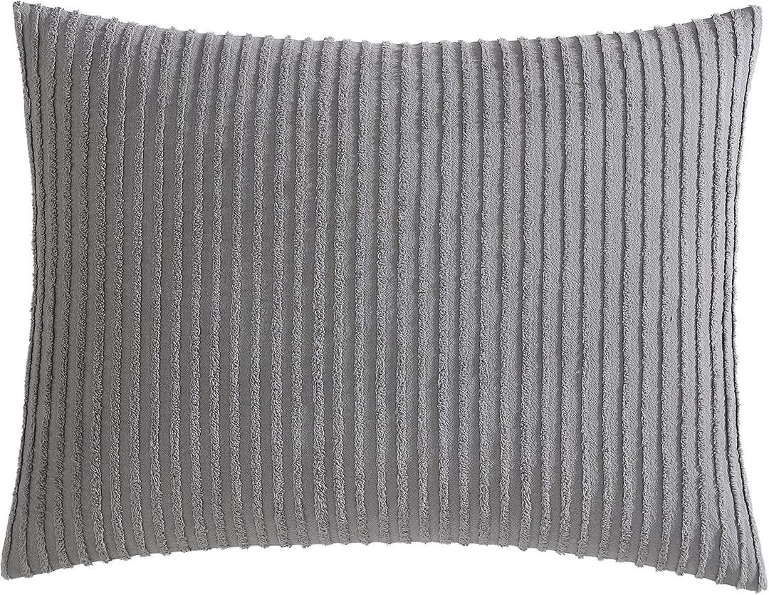 Beatrice Home Fashions Channel Chenille, Standard Sham, Gray