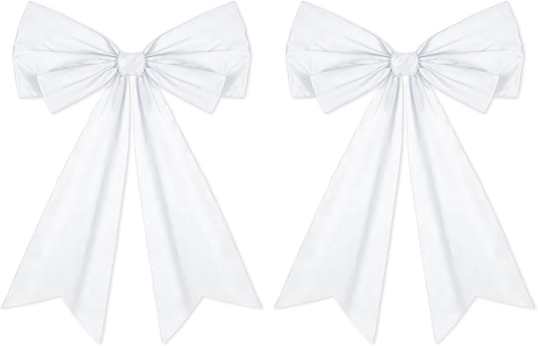 2 Pcs White Coquette Bow for Wedding Backdrop 27.6 x 21.7 Inch Big Bows Room Wall Decor Giant Ribbon Tie Hanging Gift for Birthday Bachelorette Party Girl Baby Shower Bridal Shower