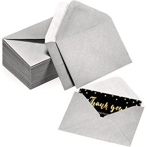 Yahenda 200 Count Silver Mini Gift Card Envelopes Bulk Wedding Pocket Small Business Paper Envelopes Gift Card Sleeves Greeting Tiny Pocket 4 x 2.7 Inch for Graduation Engagement Birthdays Banquets