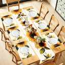 ANNA QUEEN Sunflower Table Runner and Placemats Set of 6, 13"x72" Table Runner with 12"x18" Placemats, Rustic Farmhouse Dining Table Decor for 4 to 6 People, Yellow Floral Fall Kitchen Decoration