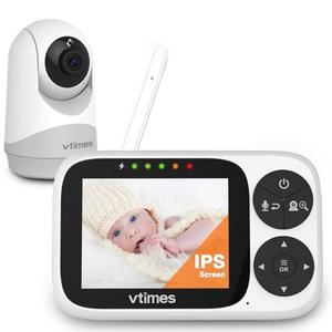 VTimes Baby Monitor with Camera 2 Pack and Audio, 3.2" IPS Screen Video Baby Monitor No WiFi Night Vision, Portable Baby Camera VOX Mode Pan-Tilt-Zoom Alarm and 1000ft Range, Ideal for Baby/Elderly/Pet