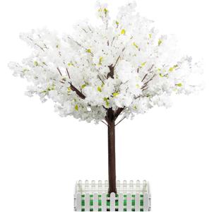 Artificial Cherry Blossom Tree - Handmade White Fake Cherry Blossom Tree Centerpieces for Wedding Party Christmas Garden Indoor & Outdoor (7 FT)