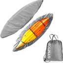 GYMTOP Waterproof Kayak Canoe Cover-7.8-18ft Storage Dust Cover UV Protection Sunblock Shield for Fishing Boat/Kayak/Canoe 7 Sizes (Gray(Upgraded), Suitable for 9.3-10.5ft Kayak)