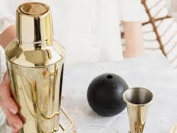 Bar Cocktail Shaker and Jigger, Gold