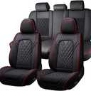 Fit for Toyota Corolla Seat Covers 2001-2026,Nappa Leather, 360° Full Protection, Thick Padding & Memory Foam, Waterproof & Stain-Resistant Car Seat Cover Full Set (5 Seat,Black&Red)