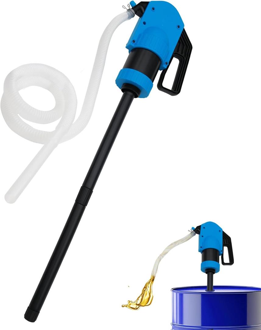 Lever Action Drum Pump Cost-Effective Replacement - Manual Barrel Pump for DEF,Antifreeze, Gasoline, Fuel & Low concentration liquid,Siphon Pump for 55 Gallon Includes 6.56 ft of 3/4Corrugated Hose