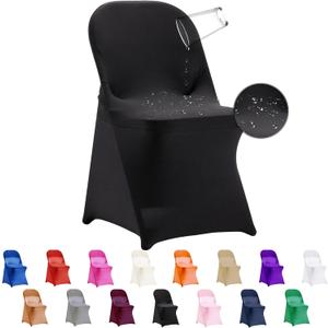 36 PCS Waterproof Stretch Spandex Folding Chair Covers, Dining Room Chair Slipcovers Protector for Wedding, Banquet, Party, Holidays, Celebration and Decoration（Black）