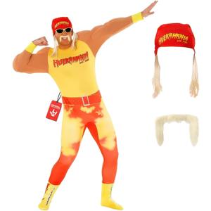 Morph Hulk Hogan Costume, Hulk Hogan Costume Adult, WWE Hulk Hogan Costume (Large)
