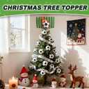 Christmas Soccer Tree Topper,9.8 * 6.2inch Soccer Indoor and Outdoor Christmas Decoration, Large Christmas Tree Topper,Santa Hat Tree Topper Festive Sports Halloween Family Birthday Party Decorations