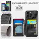 Vinich for iPhone 15 Pro Max Wallet Case with Card Holder, RFID Blocking Credit Slots Kickstand Shockproof Phone Cover Fit for iPhone 15 Pro Max 6.7" Carbon Black