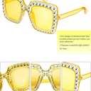 9 Pairs Rhinestone Oversized Square Sunglasses for Women Sparkling Bling Crystal Sunglasses AC Frame Glasses for Women