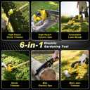 6-in-1 Cordless Pole Saw & Hedge Trimmer Combo & Grass Shear with Extension Pole Garden Tool with 2 * 4.0Ah Battery,180°Adjustable Angle,16Ft Reach,for Shrubs Pruning