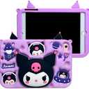 Cartoon Case for iPad 10.2"，MONEHOYSY Cute Soft Silicone Kickstand [Drop Proof, Shock Proof, Anti Slip] Back Stand Cover Case for Kids Children Teens Girls Boys (Kurom-1)