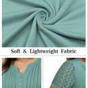 VISLILY Plus-Size-Womens-Summer-Tops Cute Henley V Neck T Shirts Dressy Lace Short Sleeve Blouse Trendy Casual Pleated Tunics (Blue, XL)