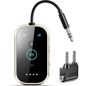 Ultra Xmagpot Bluetooth 5.4 Transmitter Receiver - CNC Aluminum & Ceramic Glass | Dual Link for 2 AirPods/Headphones | aptX Adaptive/HD Audio | Wireless Transmitter for Airplane/TV/Car/Gym (Black)