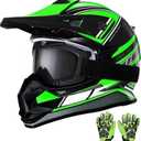 Kids Dirt Bike Helmets Youth Motorcycle Helmet, Kids Motorcycle Full Face Helmet for Off-Road, ATV, UTV, Street Riding with Goggles Gloves, DOT Approved (Medium, GREEN)
