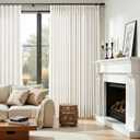 Natural 60 Inch Width Pinch Pleated Linen Curtains 90 Inches Long for Living Room Extra Wide Cream Boho Curtain Memory Shape Light Filtering for Bedroom Large Windows Hooks Rings 1 Panel 60x90