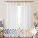 NICETOWN Semi Sheer White Curtains 84 inch Long, Rod Pocket & Back Tab Sheer Linen Curtains & Drapes Balance Privacy & Light Panels for Bedroom/Living Room, W52 x L84, 2 Panels