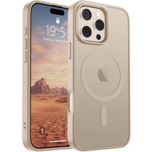 SUPFINE Magnetic for iPhone 16 Pro Case(Compatible with MagSafe)(Military Grade Drop Protection) Slim Translucent Matte Shockproof with Anti-Fingerprint Phone Case,Desert Gold