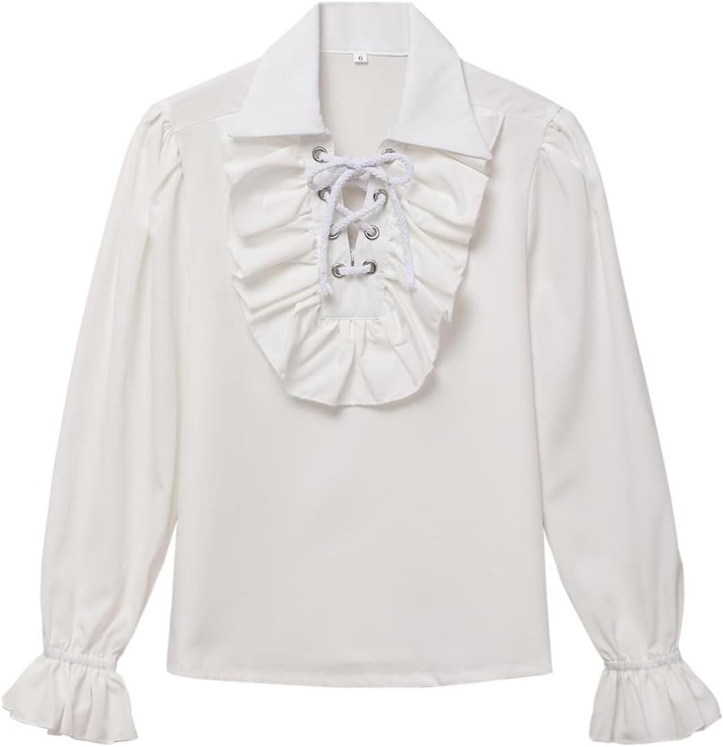 GRACEART Boys Medieval Pirate Shirt Renaissance Colonial Shirt for Kids white 2T to 16 Years (White)