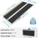 5FT Portable Wheelchair Ramp, Non-Slip Aluminum Folding Handicap Ramp, 600 LBS Capacity Door Threshold Ramps for Home Steps, Scooter Ramp for Car, Doorways, Curbs, Stairs, Cart, Wheel Chair Steps