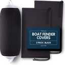 Boat Fender Covers | Black & Navy Blue | 1, 2 & 4-Pack | Polyester (2-Pack, Black, 8 x 22)