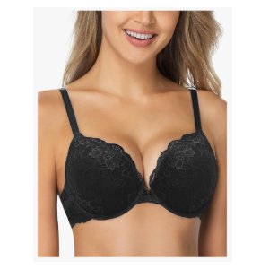 Wingslove Women's Push Up Bra Lace Comfort Padded Add 1 Cup Plunge Underwire Bras Lift Up 38B