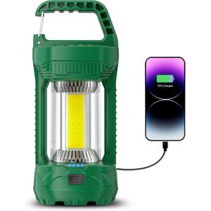 Favourlite LED Camping Lantern Rechargeable, 1500LM 4 Light Modes Camping Light 4000mAh Phone Charger Lanterns for Power Outages Portable Waterproof Camping Essentials for Emergency (Leaf Green)