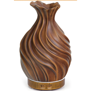 200ml Essential Oil Diffuser for Home, Wood Grain Cover Aromatherapy Diffuser, Cool Mist Humidifier with Safe Auto Shut-Off and 2 Mist Modes & 7 Color LED Night Lights for Office Room (VASE01)