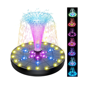 SZMP Solar Fountain 4W Bird Bath Fountains Upgraded 60 LED Lights, Built-in 4000 Battery with 7 Nozzle & 4 Fixer, Solar Water Fountain for Garden, Bird Bath, Pool, Pond