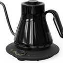 Cocinare Gooseneck Electric Kettle, 1F Temperature Control, 1500W Fast Heating, Pour Over Coffee & Tea Kettle with Brew Timer & Keep Warm, Stainless Steel, 0.9L (Soulages Black)