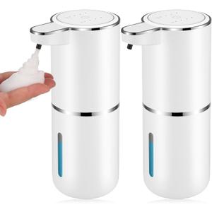 1 Pack Automatic Soap Dispensers,13.4oz/380ml USB Touchless Automatic Foaming Soap Dispenser,Rechargeabled Wall Mounted Smart Soap Dispenser for Bathroom Kitchen Dish Soap (White)