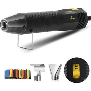 Mini Heat Gun with 6.56FT Long Cable, CUBEWAY 350W Dual-Temp 392~662F Heat Shrink Gun with Reflector Nozzle and Shrinking Tubes for Wire Connectors, Small Hot Air Gun for Embossing Crafts