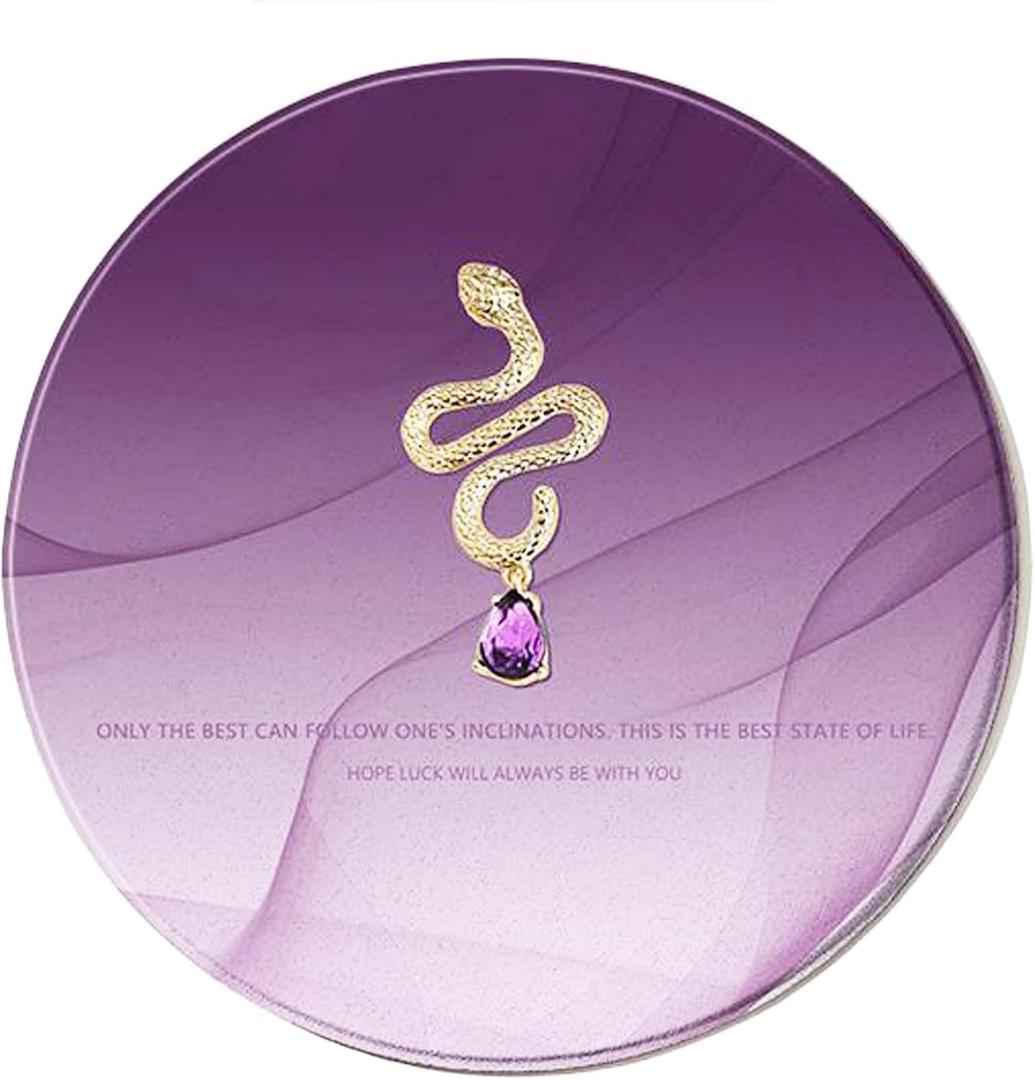 Purple Mouse Pad Waterproof Hard Leather Round Travel Mousepad Small Portable Ultra-Thin Office Laptop Mat Women's Eco-Leather Mouse Desk Pad 220x220mm(8.66''x8.66'')