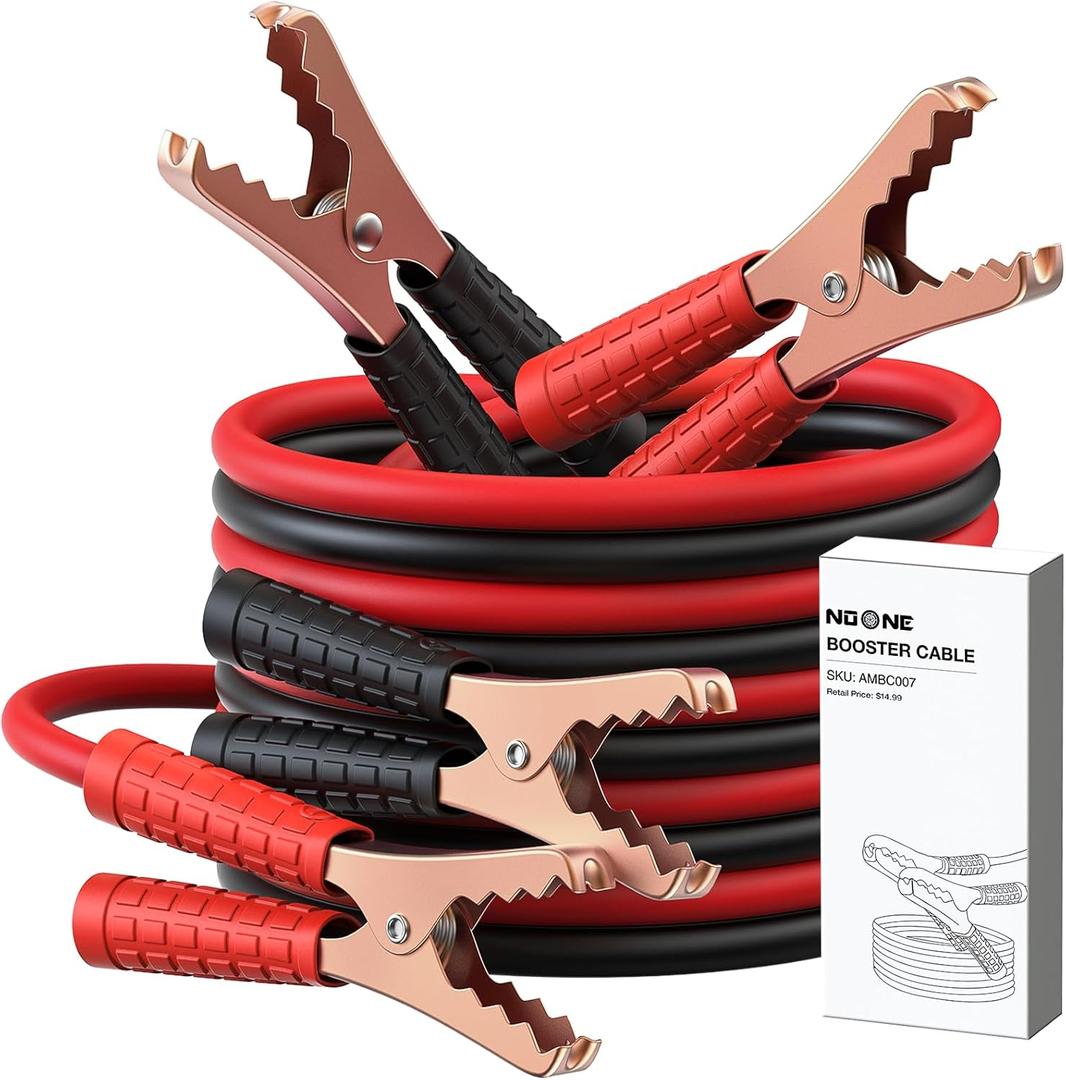 NOONE Jumper Cables for Car Battery, Heavy Duty Automotive Booster Cables for Jump Starting Dead or Weak Batteries (10-Feet (10-Gauge)