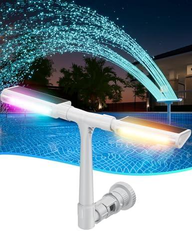 Original Solar Pool Fountain with 10-Color Lights – Auto Light Sensing, Remote-Controlled, Dual-Head Adjustable Sprinkler, Compatible with Above/Inground Pools