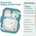 HOMEKOL Stainless Steel Bento Lunch Box, 3-Compartment Leak-Proof Lunch Container for Kids & Adults, BPA/BPS-Free 304 Metal Food Box, Dishwasher Safe, Clear Tritan Lid, Blue (Not Insulated)