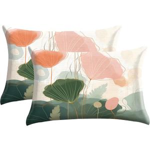 Microfiber Pillow Cases 2PCS,Floral Print Pattern Pillow Cover Set with Hidden Zipper,Lightweight and Breathable,Standard Size 20"X 26" Pillow case (04-Flower)